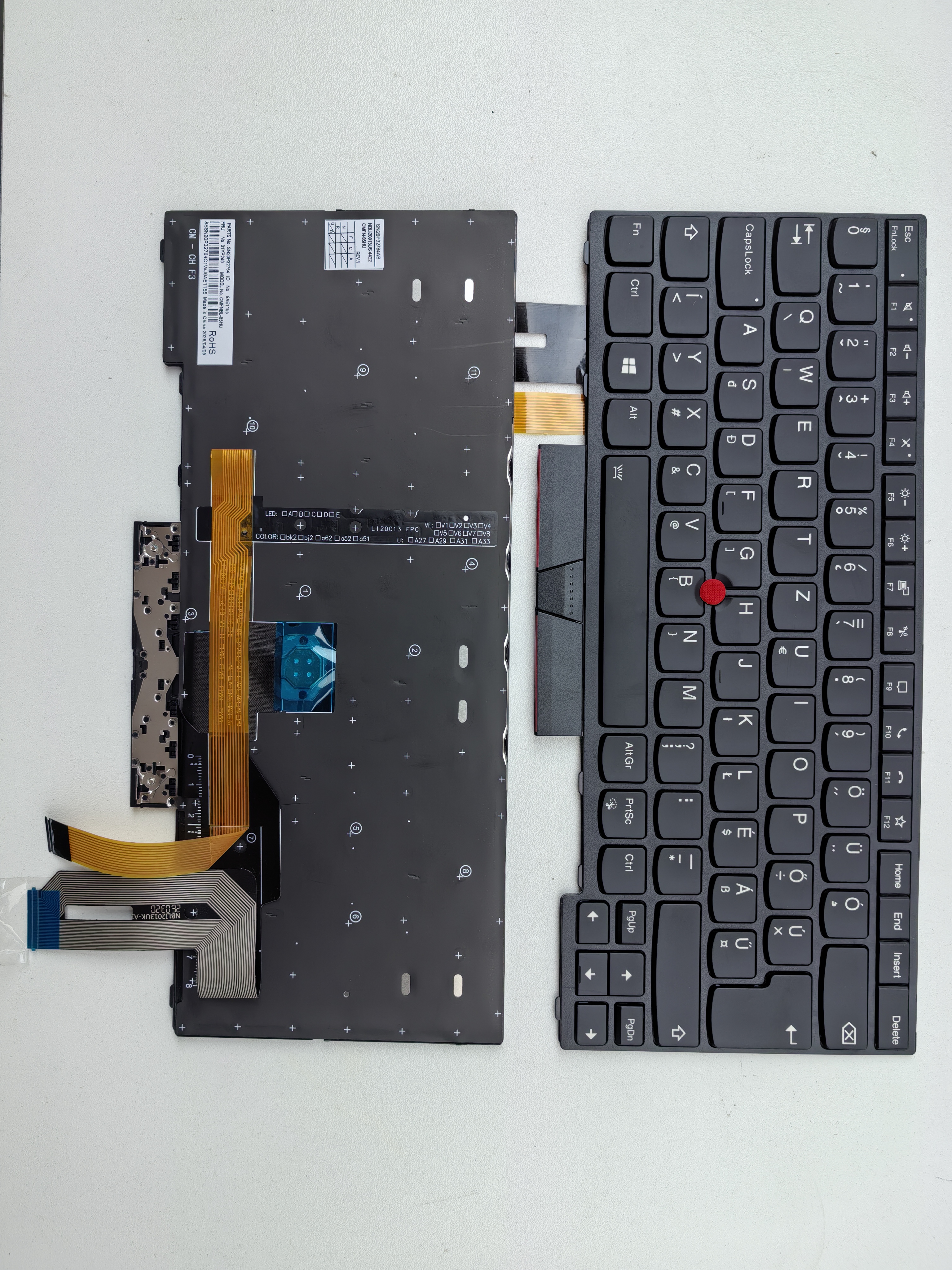 Picture of New Replacement Laptop Keyboard For IBM T14/P14S GEN1/T14 GEN1/T14 GEN2 BLACK FRAME BLACK With Point Backlit (OEM) Other Language Layout